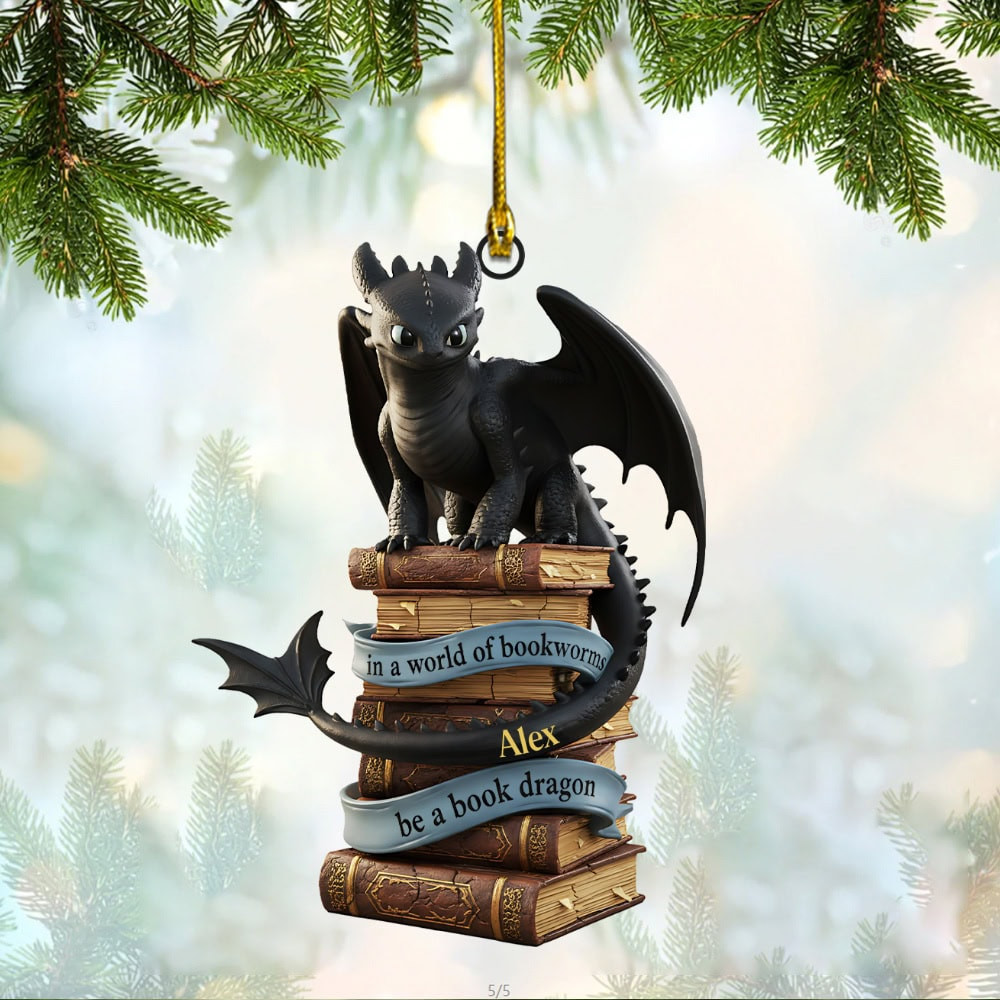 Personalized Bookworms Be A Book Dragon Christmas Custom Flat Acrylic Ornament Gift For Book Lovers