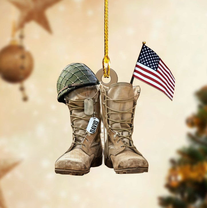 Personalized Boot & Helmet Acrylic Soldiers Ornament for Soldiers Soldiers Ornament for Dad Him