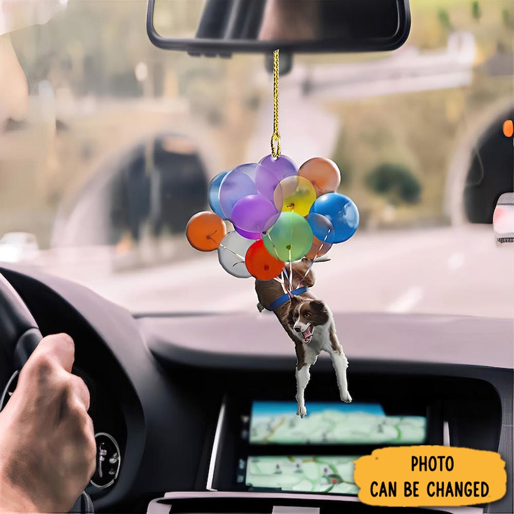 Personalized Border Collie Dog Fly With Bubbles Car Hanging Ornament Perfect Christmas Ornament Gift
