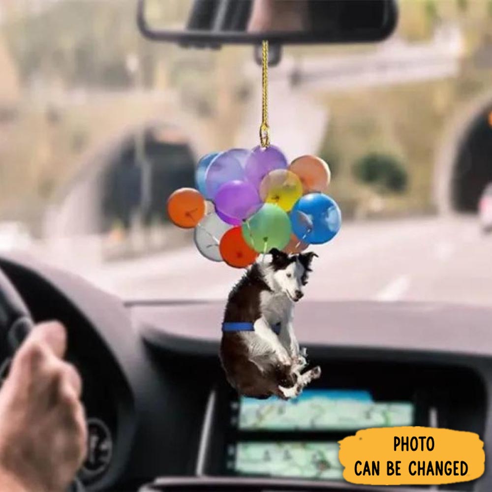 Personalized Border Collie Fly With Bubbles Car Hanging Ornament Heartwarming Holiday Ornament Gift