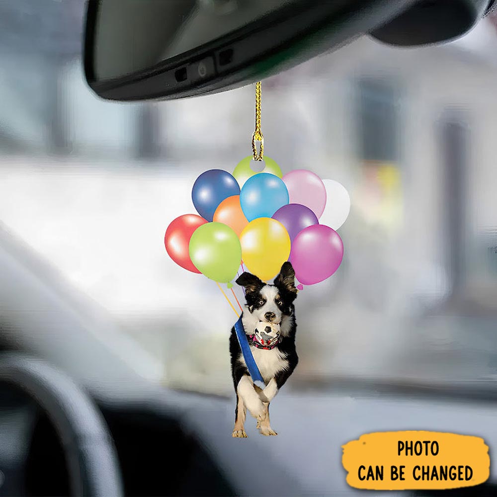Personalized Border Collie Fly With Bubbles Car Hanging Ornament Lovely New Year Ornament Keepsake