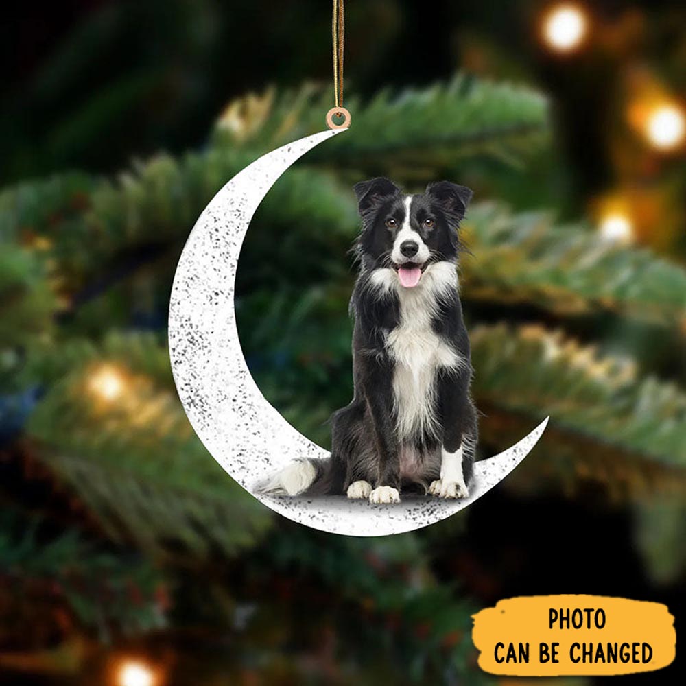 Personalized Border Collie Sit On The Moon Ornament Adorable Easter Ornament Keepsake