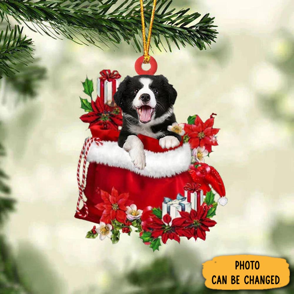 Personalized Border Collies In Gift Bag Christmas Ornament Memorable Anniversary Ornament Keepsake