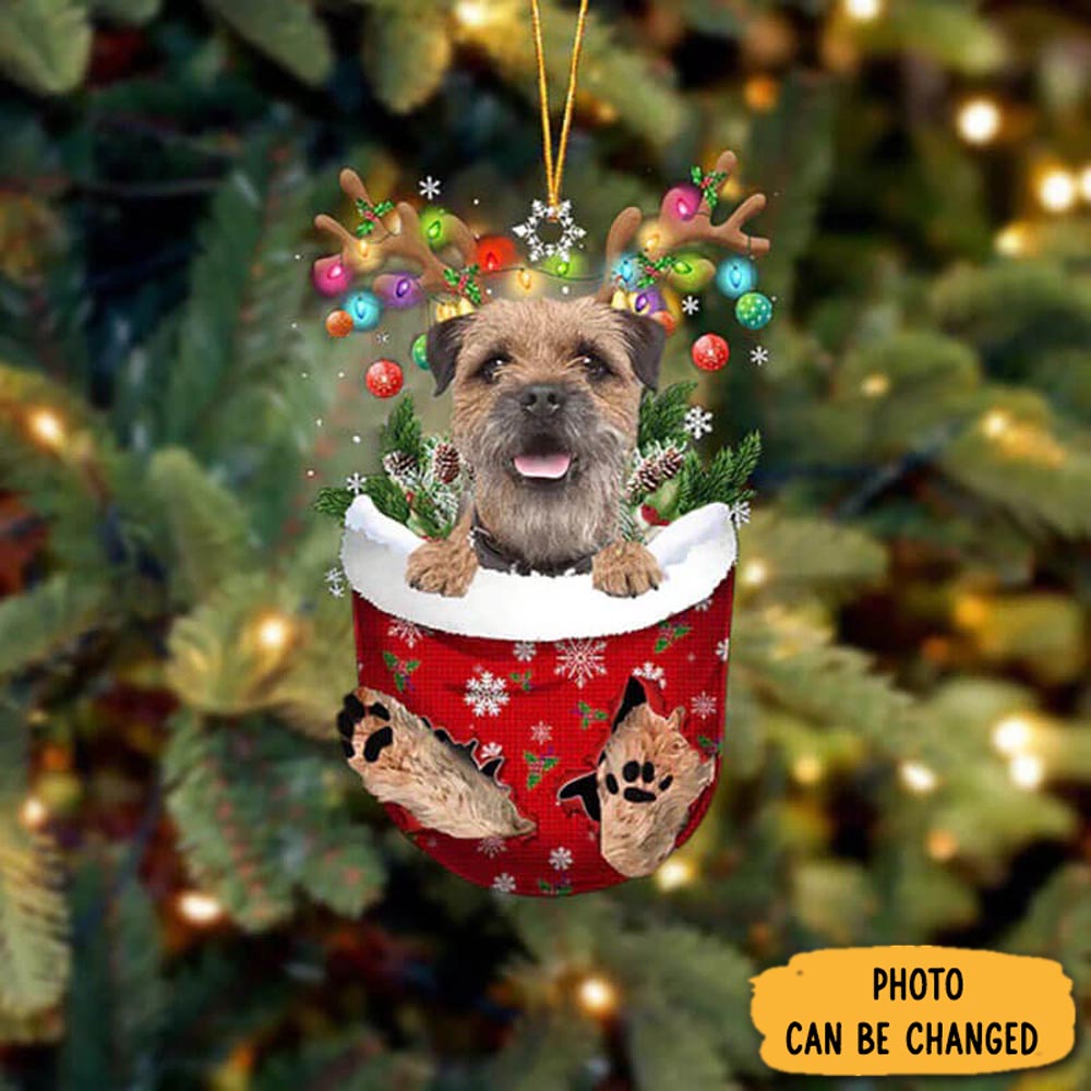 Personalized Border Terrier In Snow Pocket Christmas Ornament Beautiful Graduation Ornament Gift