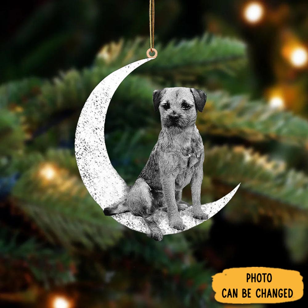 Personalized Border Terrier Sit On The Moon Ornament Perfect Ornament Gift For Her