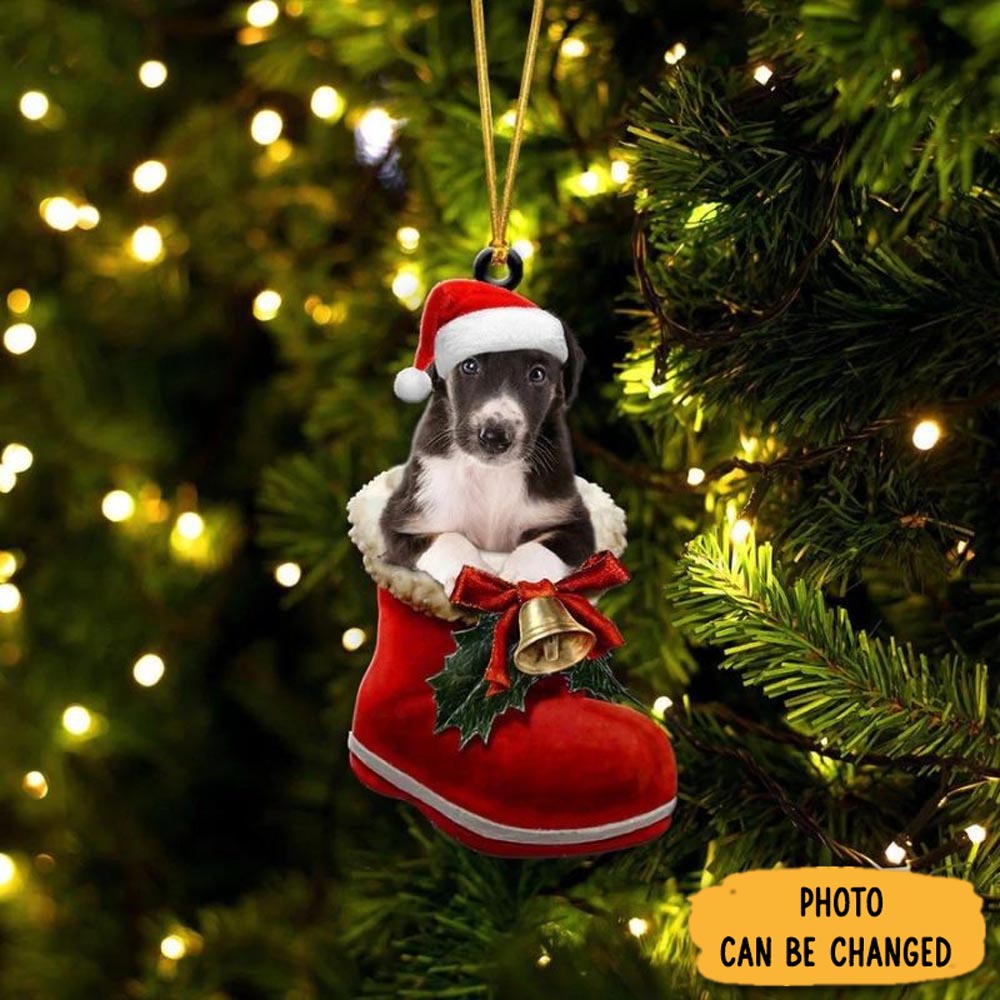 Personalized Borzoi In Santa Boot Christmas Hanging Ornament Lovely Ornament Gift For Him