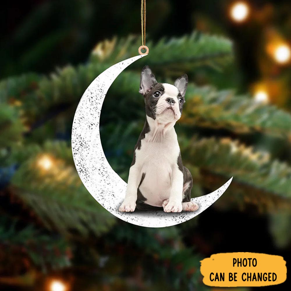 Personalized Boston Terrier Sit On The Moon Ornament Joyful Home Ornament Decor
