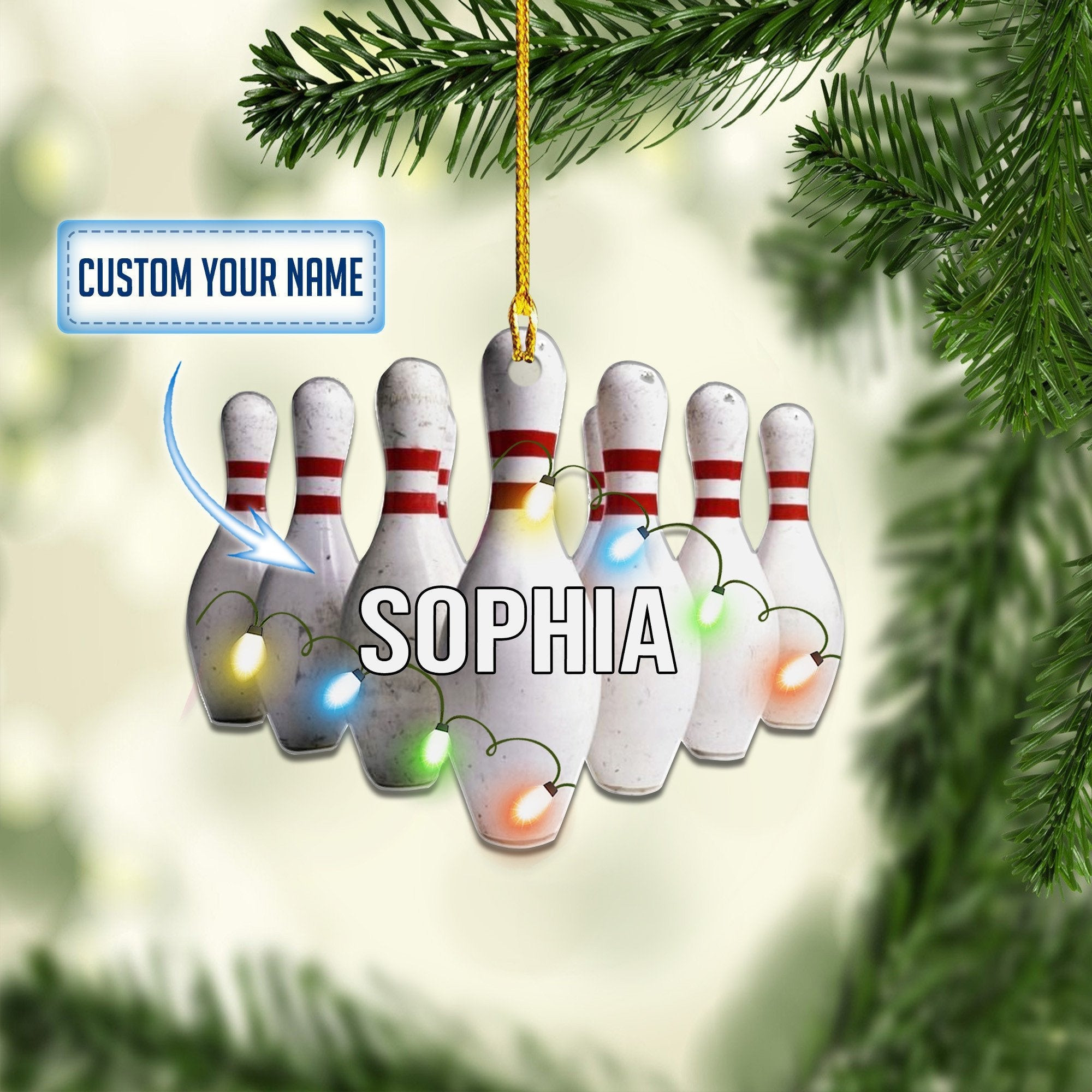 Personalized Bowling Set Acrylic Ornaments Perfect Ornament for Bowling Lover