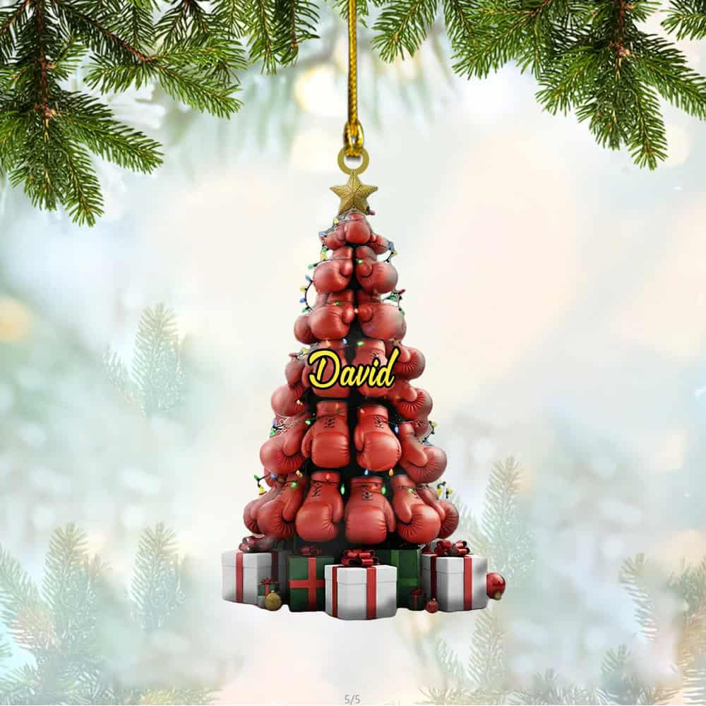 Personalized Boxing Gloves Tree Ornament Gift For Boxing Lovers