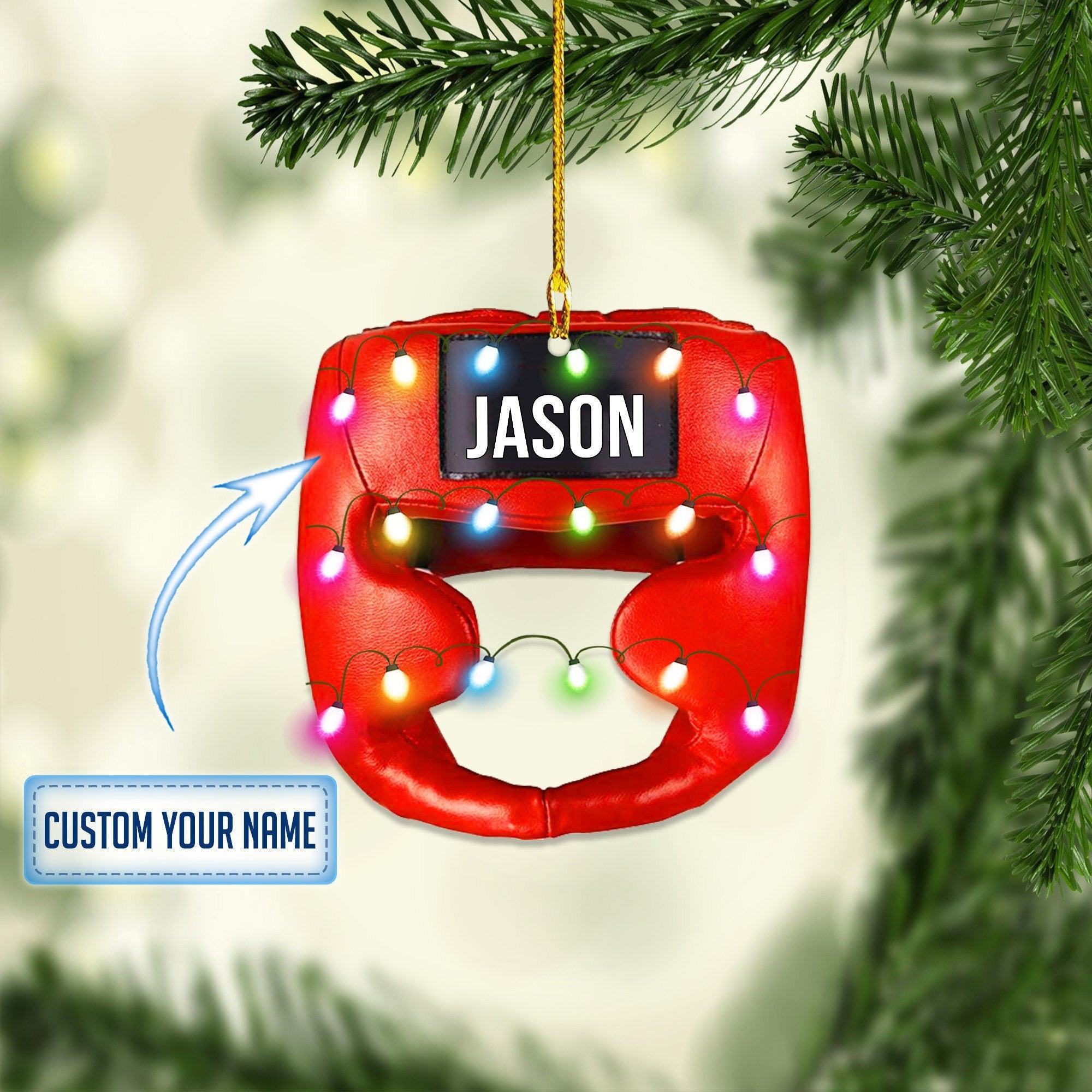 Personalized Boxing Headgear Christmas Ornament Kick Boxing  Gym Coach Boxer