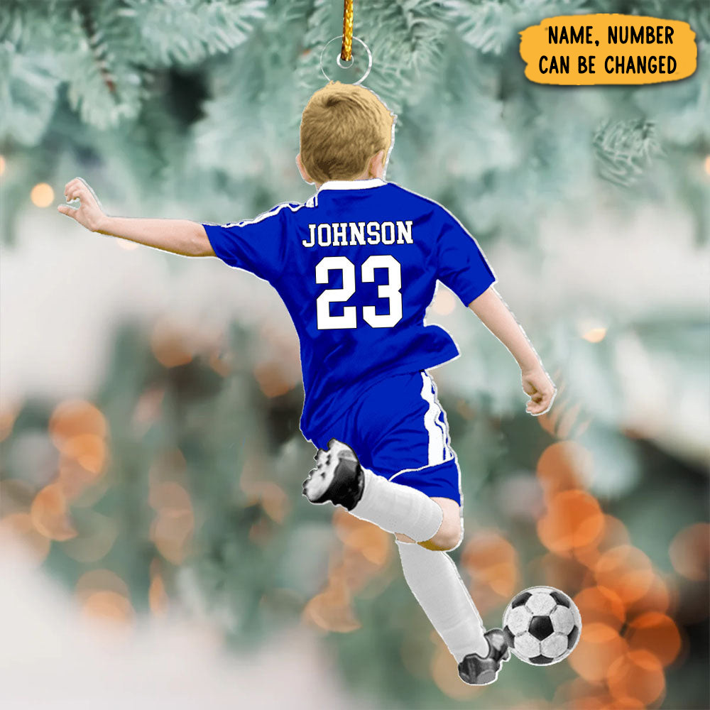 Personalized Boy Kid Soccer Player Christmas Ornament Xmas Decor Soccer Lover Xmas Gifts