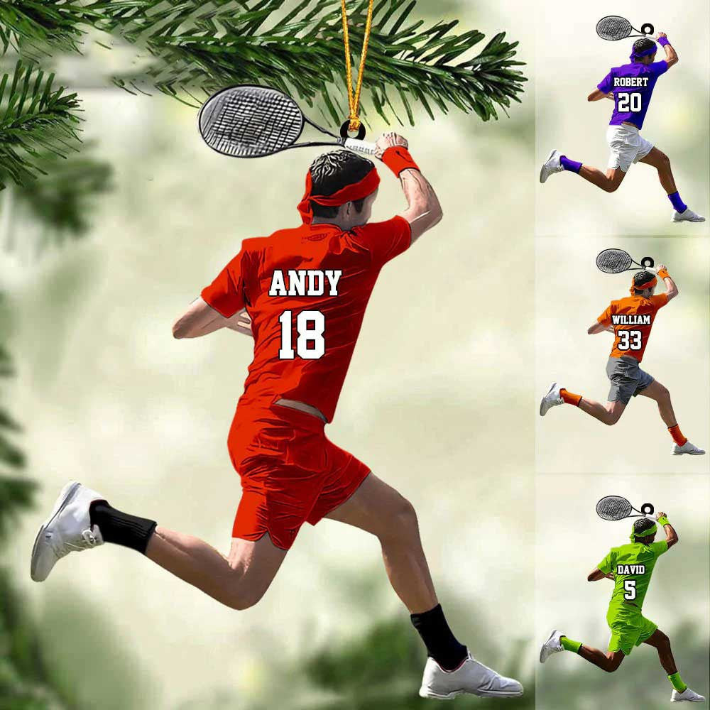 Personalized Boy Tennis Player Acrylic Christmas Ornament  Gift For Tennis Lovers/Players