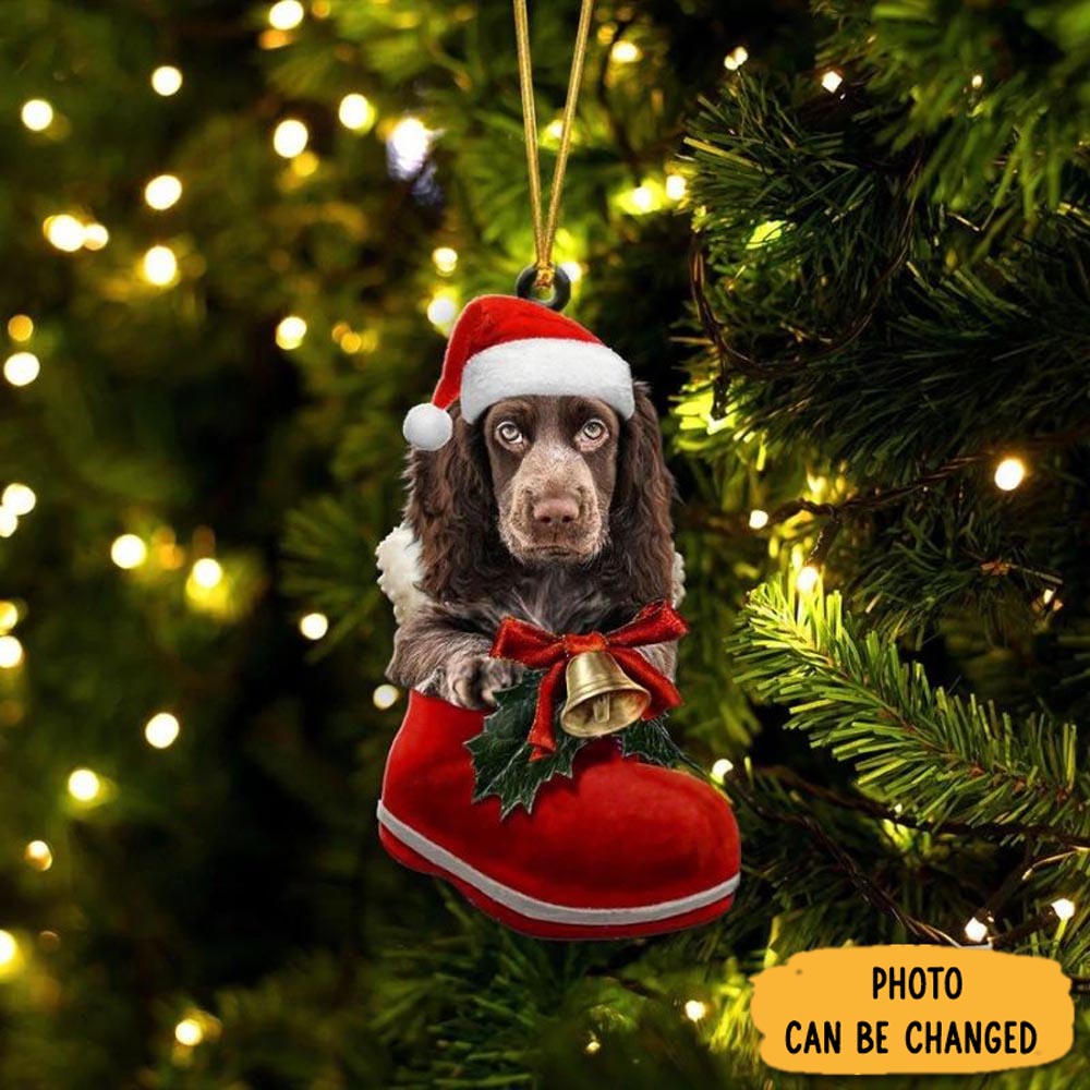 Personalized Boykin Spaniel In Santa Boot Christmas Hanging Ornament Beautiful Graduation Ornament Gift