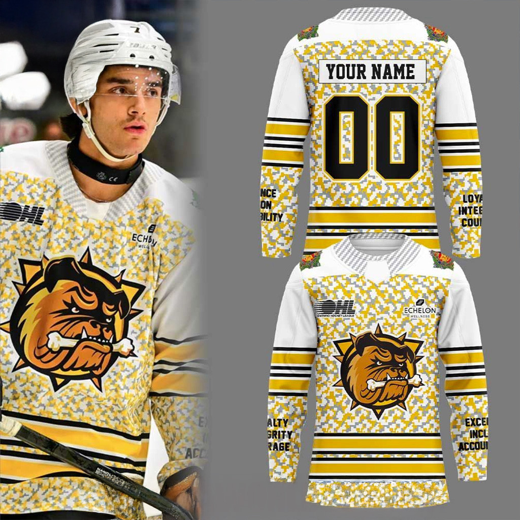 Personalized Brantford Bulldogs Military Appreciation Night Hockey Jersey Bulldogs Merch