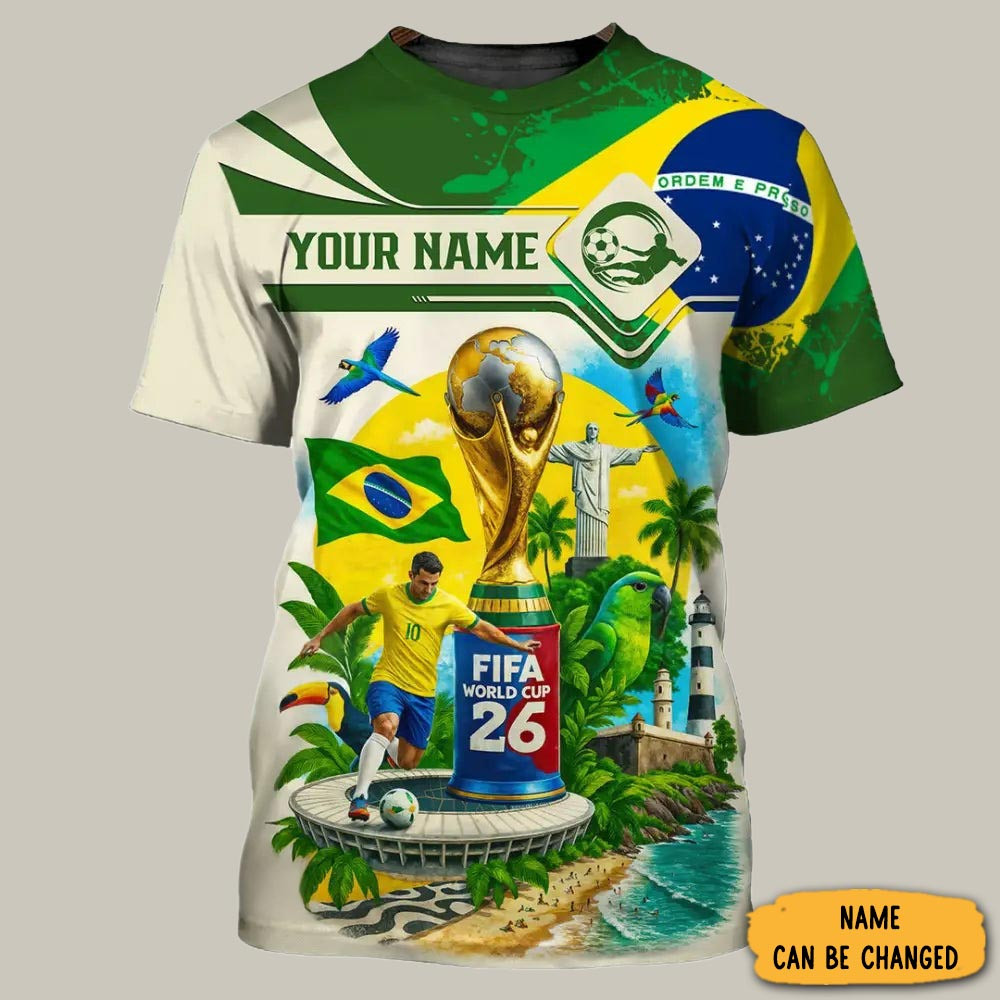 Personalized Brasil Fifa World Cup 2026 T-Shirt Football Clothes Unique Gift For Fans