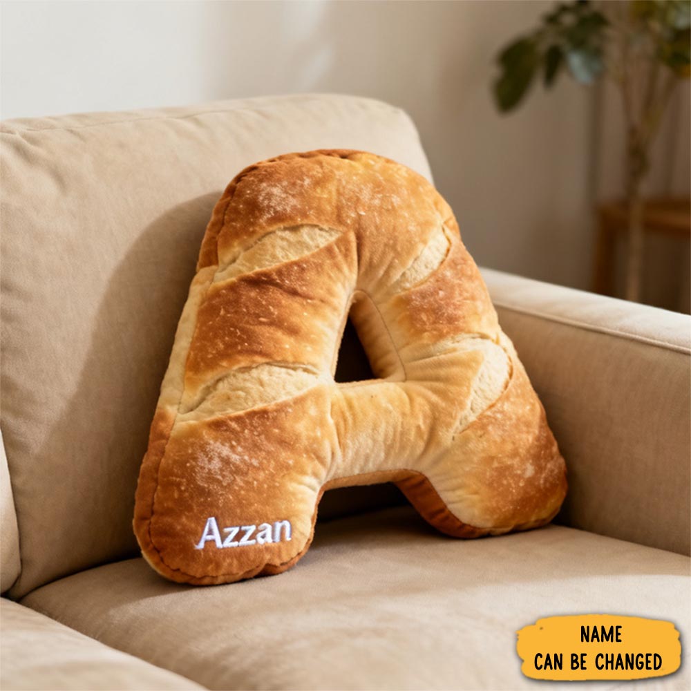 Personalized Bread Alphabet Throw Pillow Graphic 3d Print Letter Pillow With Name For Kids Baker Birthday Gift