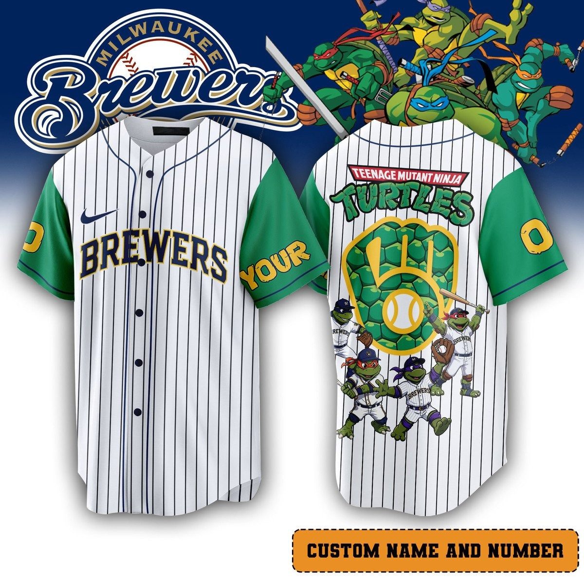 Personalized Brewers x Teenage Mutant Ninja Turtles Jersey Gifts For Baseball Lovers