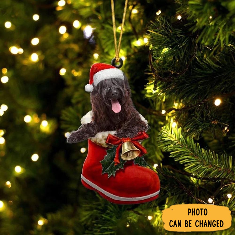 Personalized Briard In Santa Boot Christmas Hanging Ornament Heartfelt Ornament Gift For Mom
