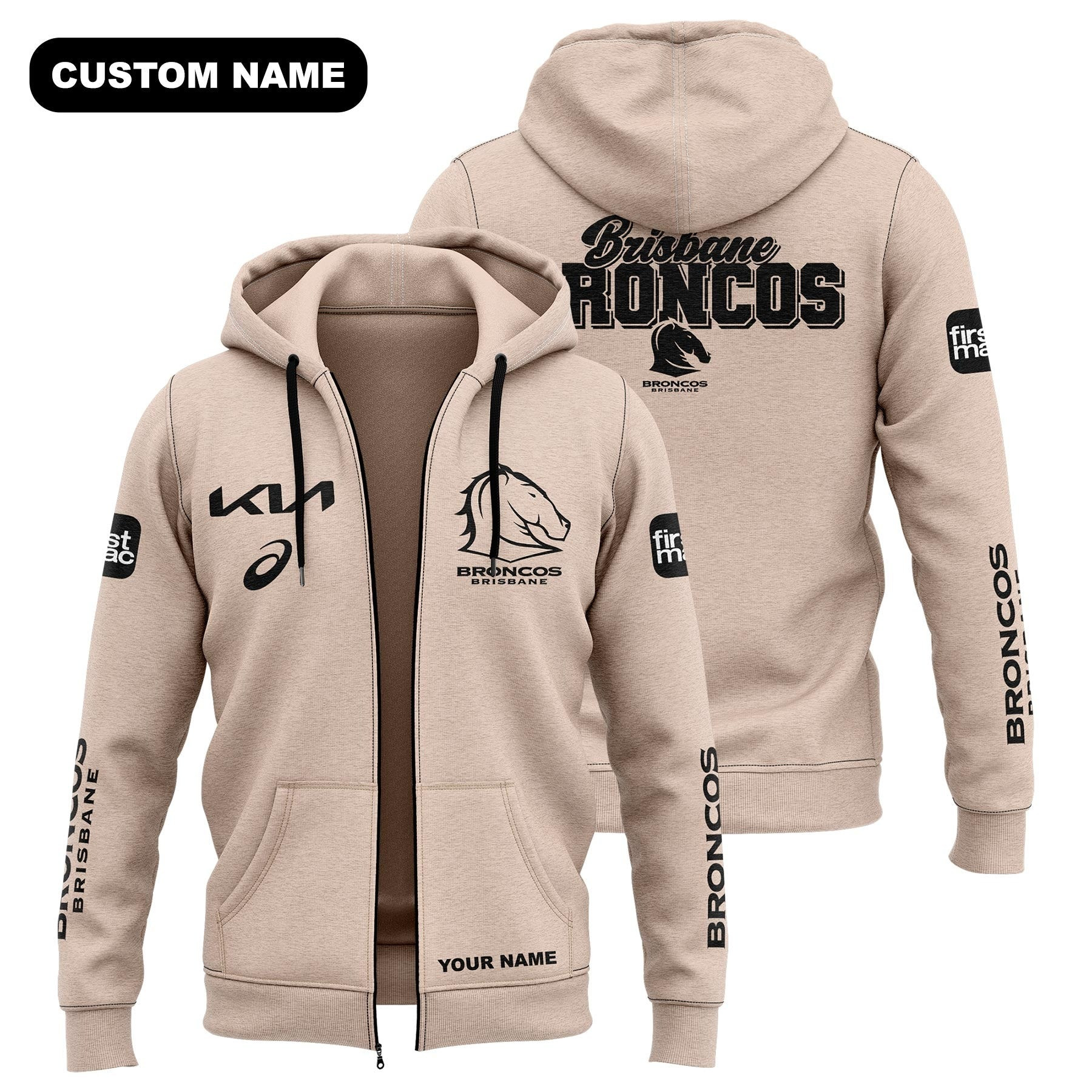 Personalized Brisbane Broncos First Mac Zip Hoodie Great Gifts idea For Him Her