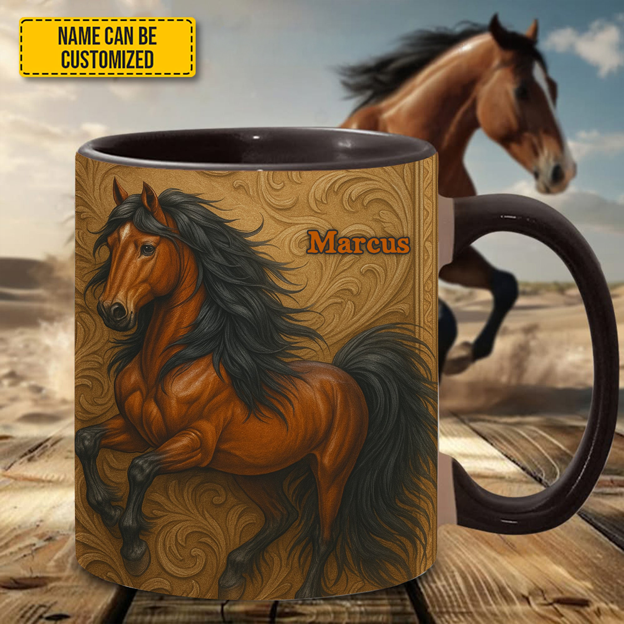 Personalized Brown Horse Mug Wild Animal Themed Custom Mug Gift For Horse Owners