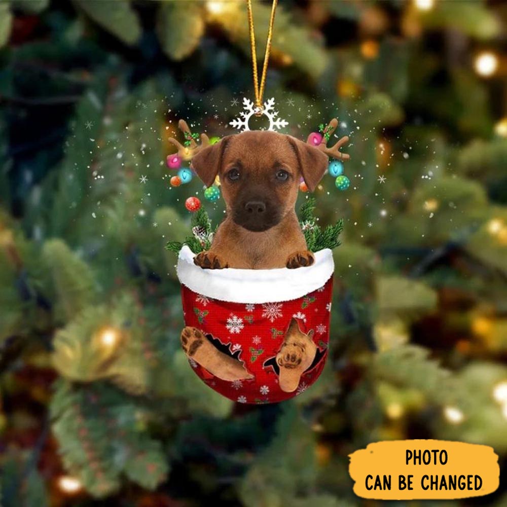 Personalized Brown Jack Russell In Snow Pocket Christmas Ornament Elegant Tree Ornament Decoration