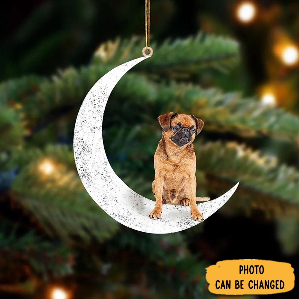 Personalized Brussels Griffon Sit On The Moon Ornament Personalized Ornament For Holiday Decor