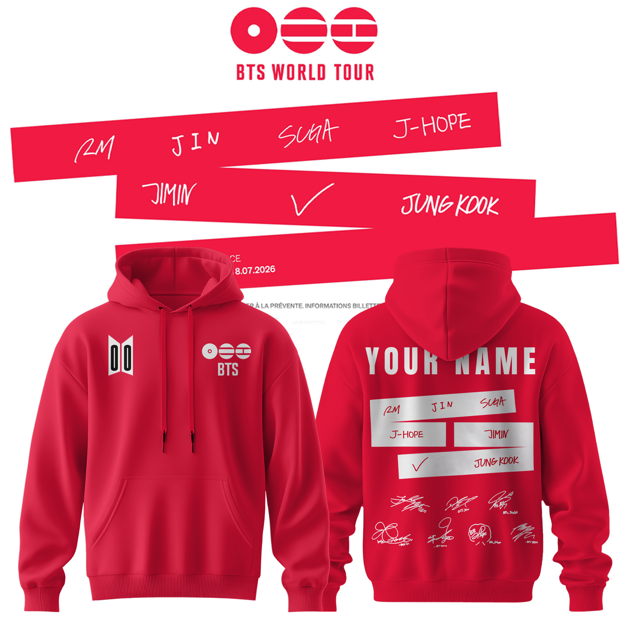 Personalized BTS Arirang World Tour 2026 Signature Hoodie Music Apparel Best Gift For Army