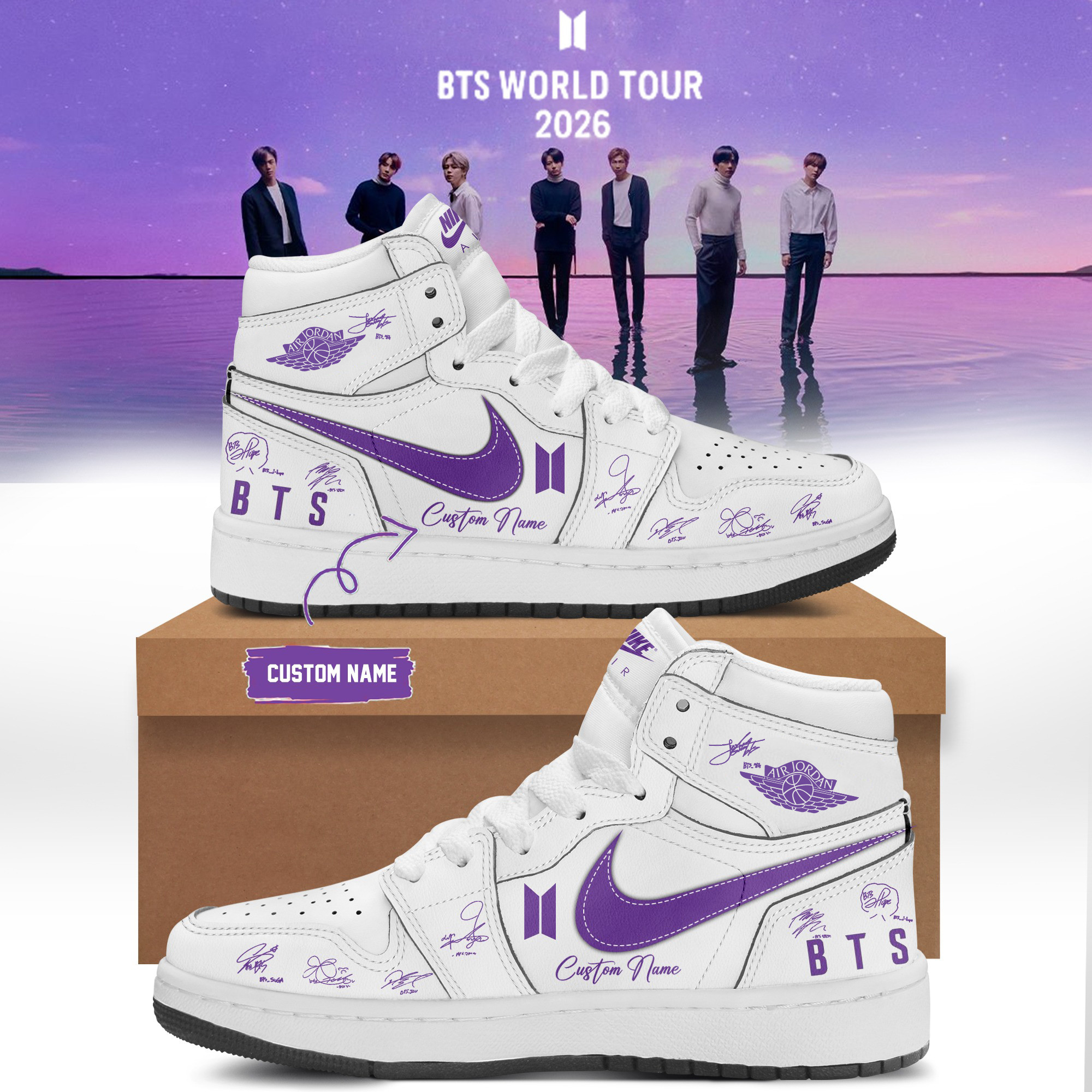 Personalized BTS Arirang World Tour 2026 Sneakers BTS 2026 Tour Merch Gift For Fans