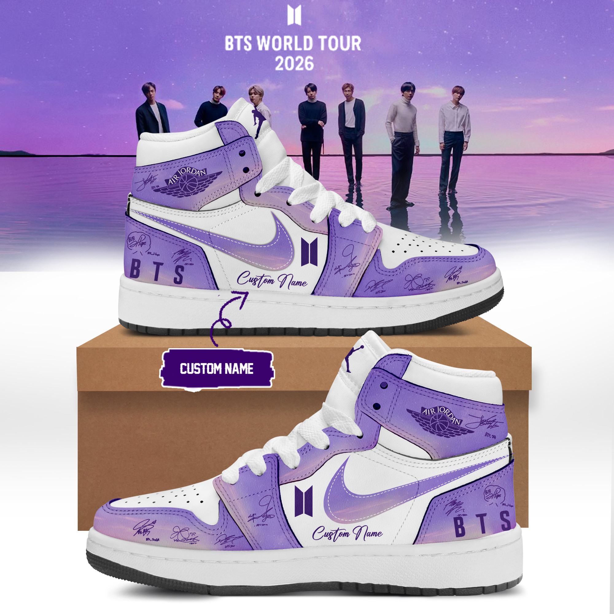 Personalized BTS Arirang World Tour 2026 Sneakers BTS Concert Merch Great Gift For Boyfriend