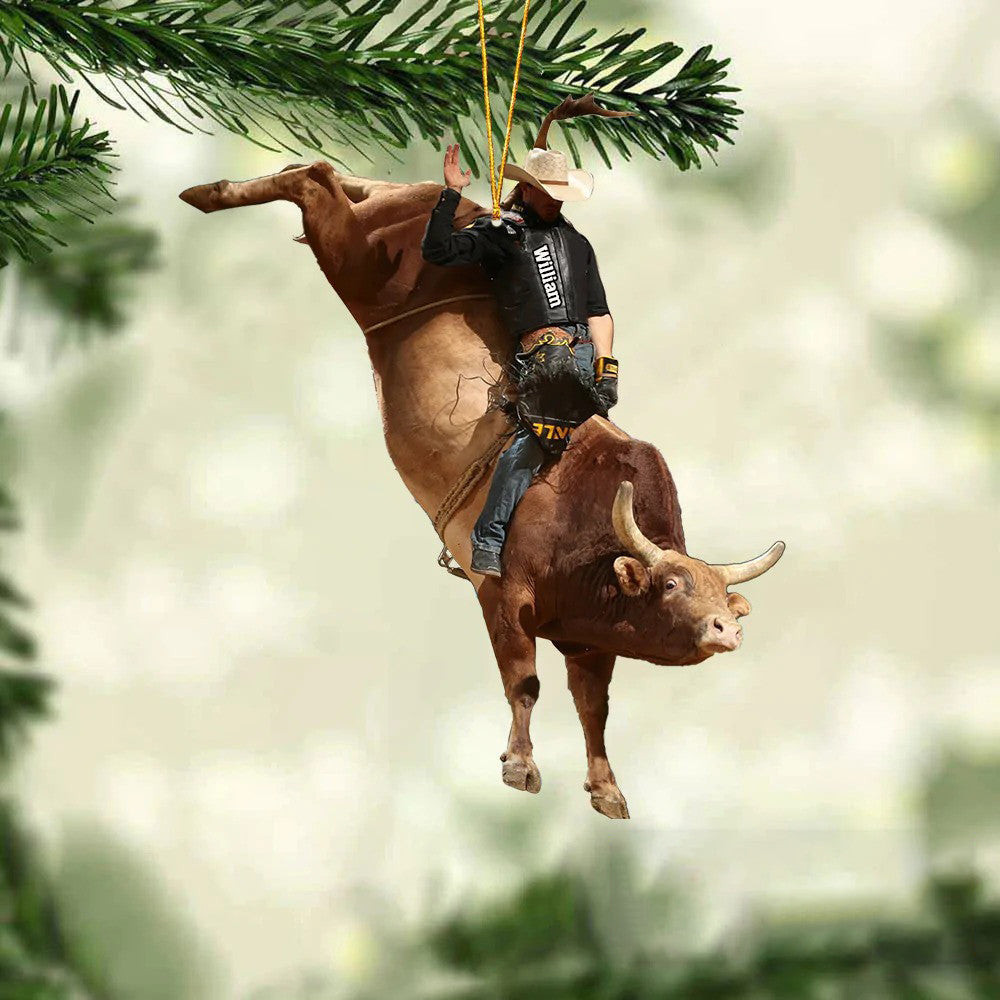 Personalized Bull Riding Ornament  Gift Idea For Cowboy Christmas Ornament