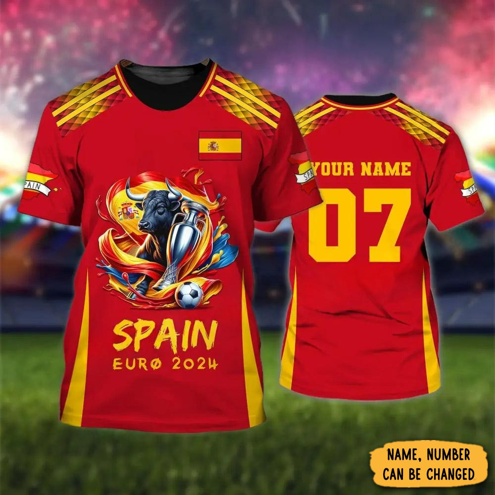 Personalized Bull Spain Euro T-Shirt Spain World Cup 2026 Clothes Football Fan Gifts