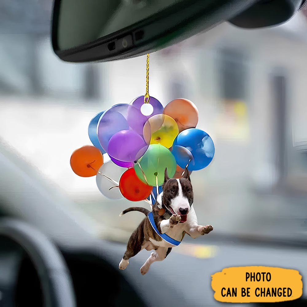 Personalized Bull Terrier Fly With Bubbles Car Hanging Ornament Timeless Ornament For Holiday Memories