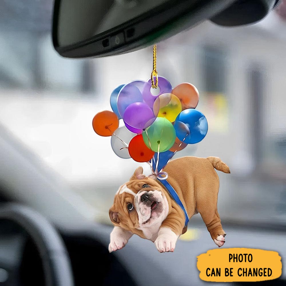 Personalized Bulldog Fly With Bubbles Car Hanging Ornament Charming Mother’s Day Ornament
