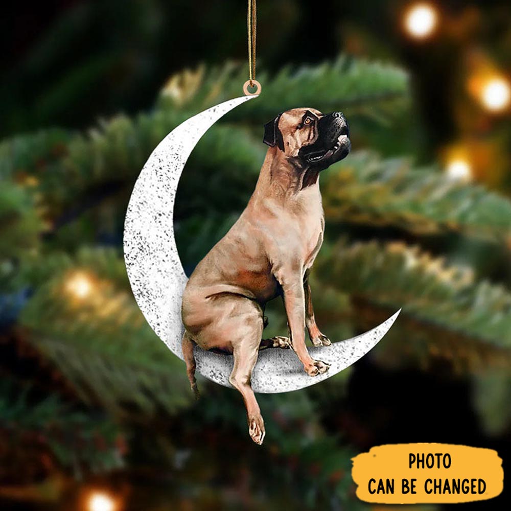 Personalized Bullmastiff Sit On The Moon Ornament Perfect Ornament Gift For Her