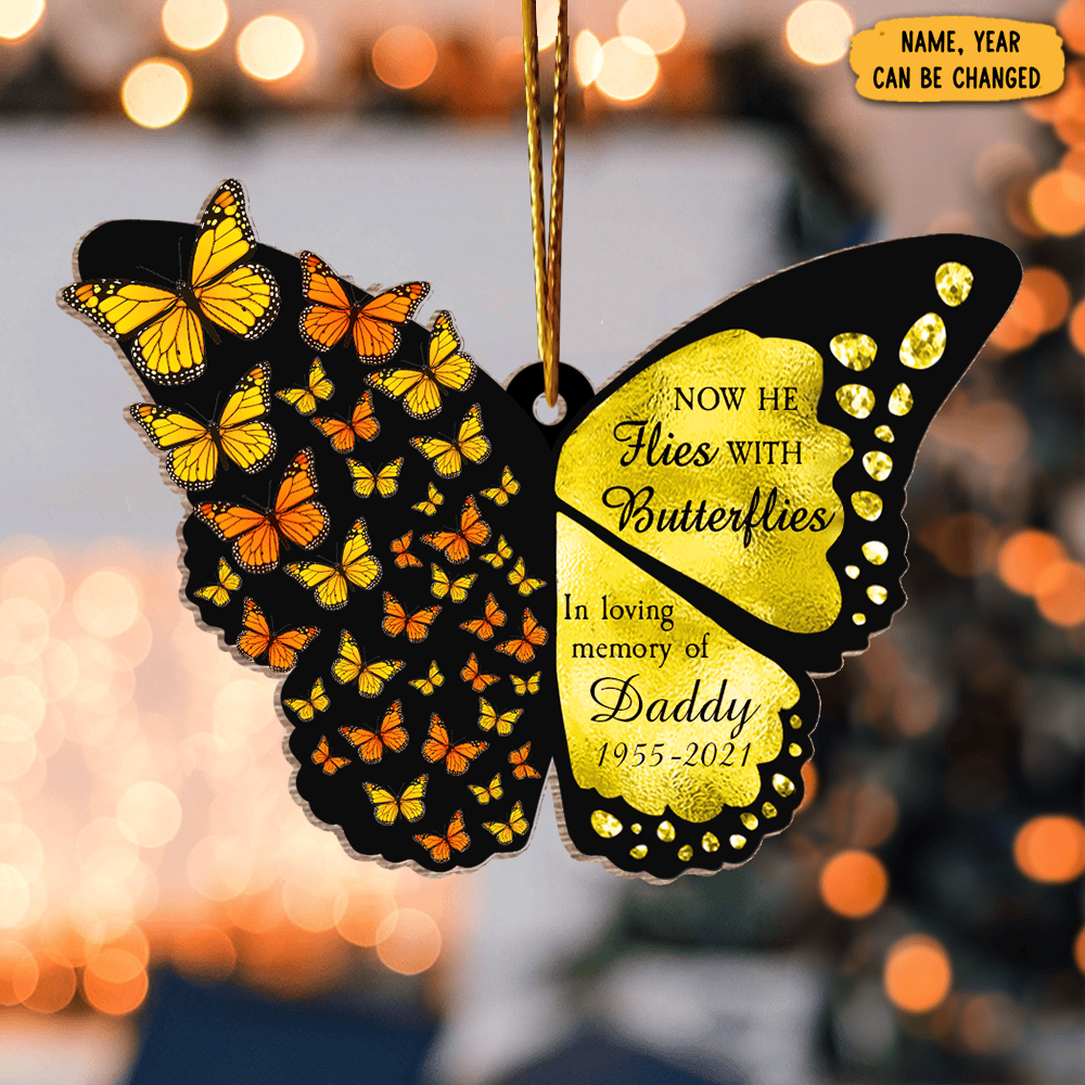 Personalized Butterflies Christmas Ornament Tree Decor Memorial Xmas Gifts For Loss
