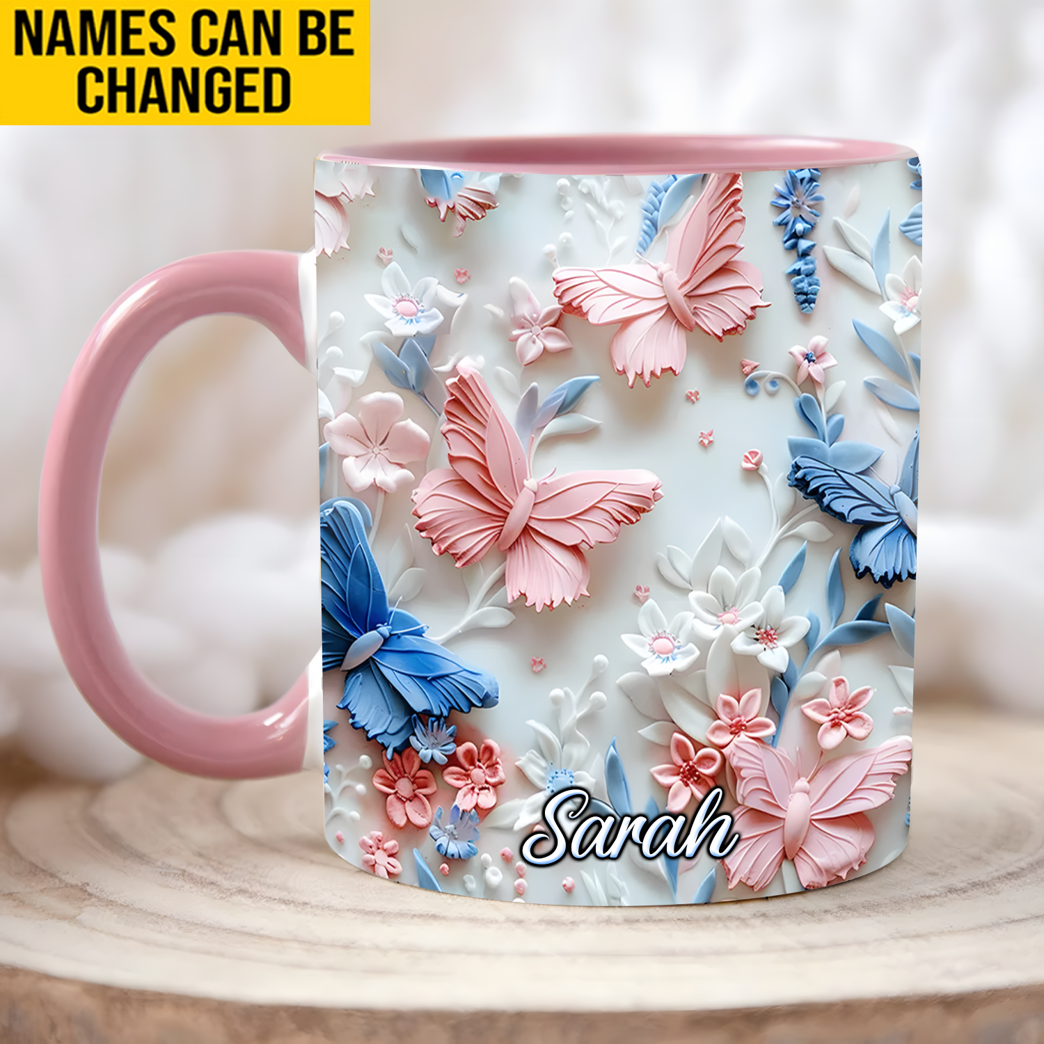 Personalized Butterfly And Flower Mug Animal Mug Kitchen Mug Gifts For Girl
