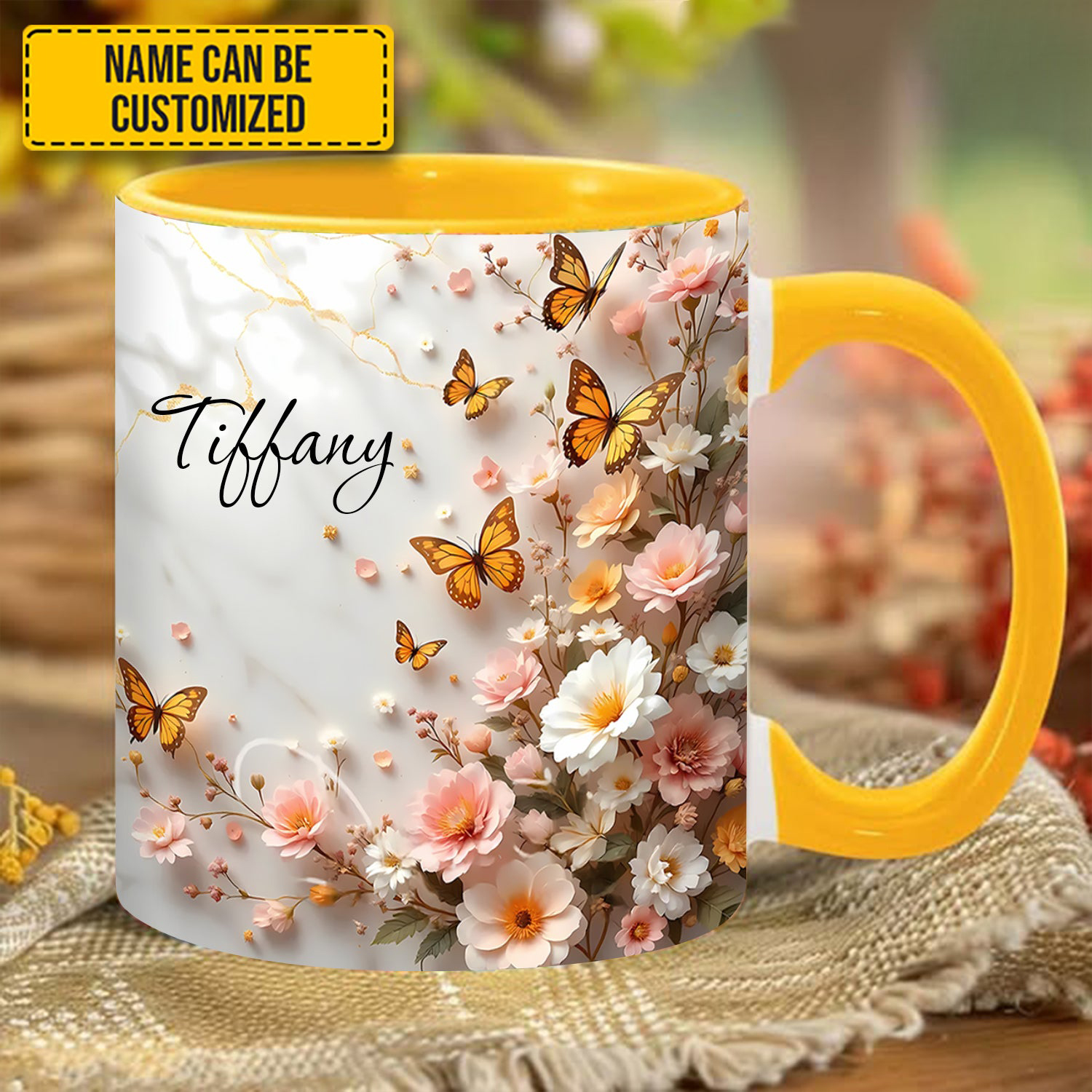 Personalized Butterfly And Flower Mug Nature Vibe Butterfly Mugs Wonderful Gifts