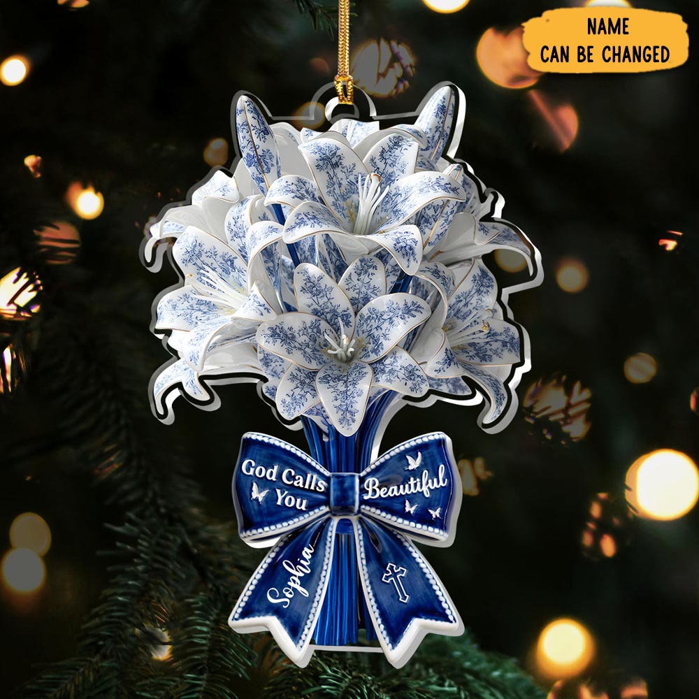 Personalized Butterfly Flower Bouquet Christmas Ornament Xmas Decor Memorial Gifts