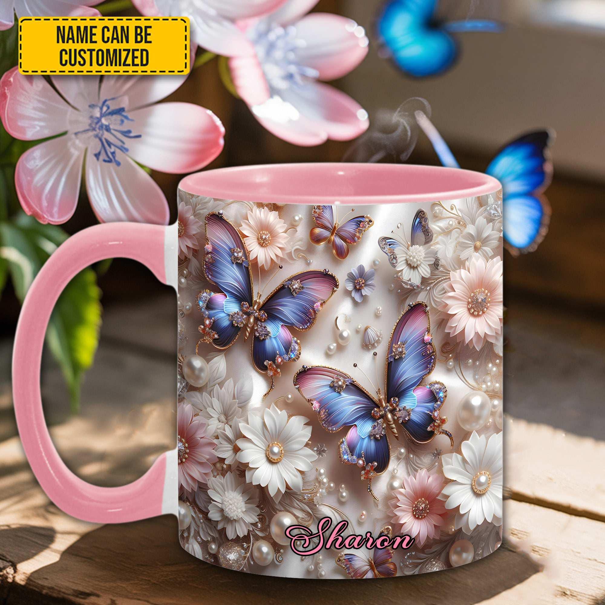 Personalized Butterfly Mug Animal Themed Floral Mug Gifts For Butterfly Lovers