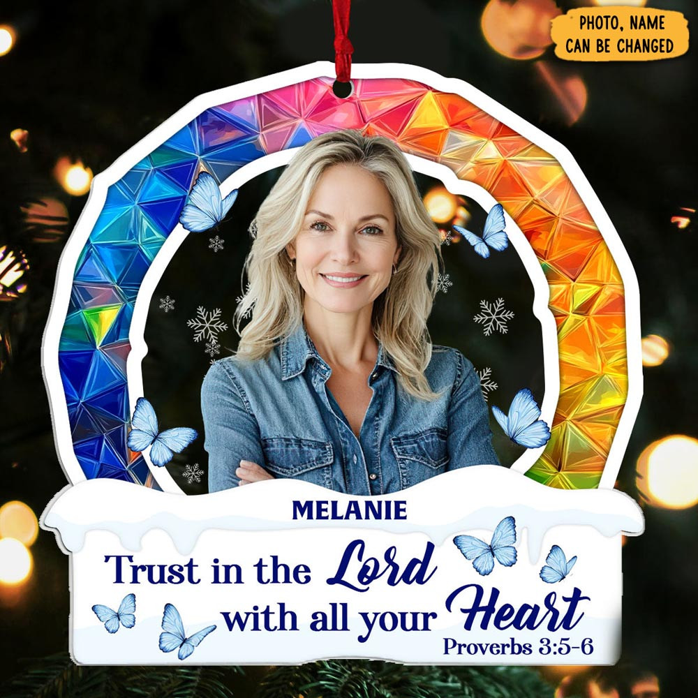 Personalized Butterfly Trust In The Lord With All Your Heart Christmas Ornament Memorial Gifts
