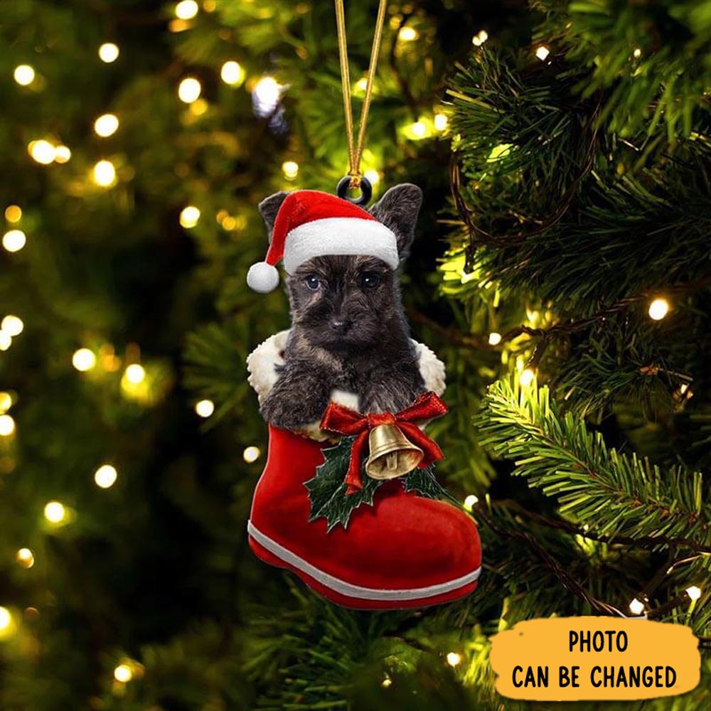 Personalized Cairn Terrier In Santa Boot Christmas Hanging Ornament Warm Ornament Gift For Family