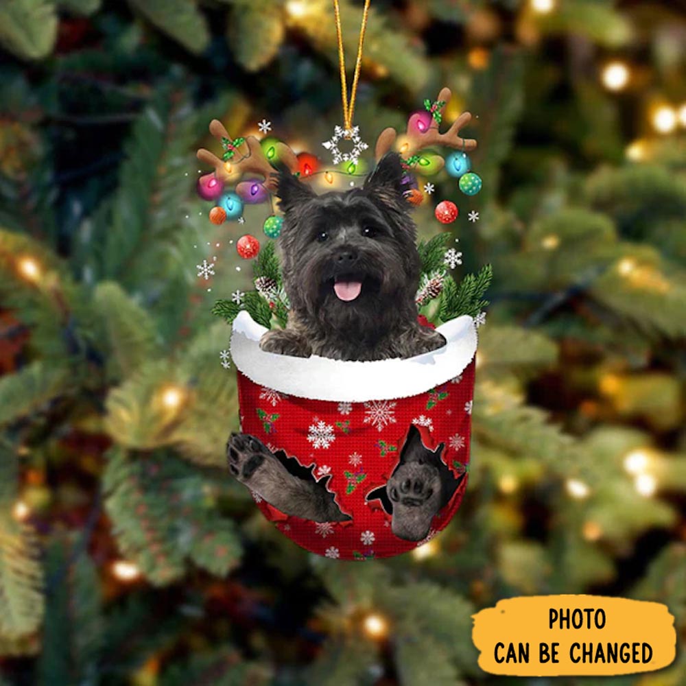 Personalized Cairn Terrier In Snow Pocket Christmas Ornament Cozy Christmas Ornament Decoration