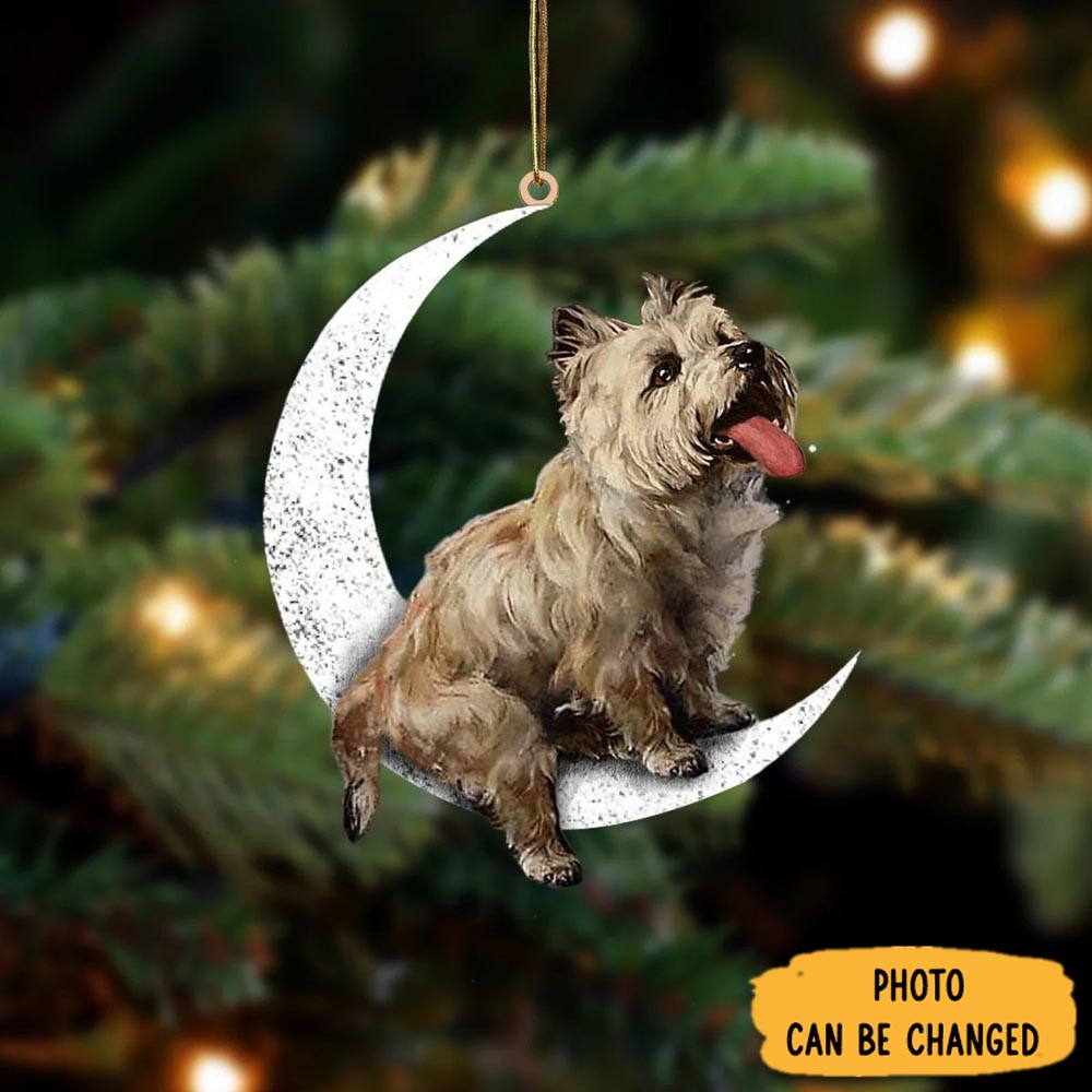 Personalized Cairn Terrier Sit On The Moon Ornament Beautiful Holiday Ornament Keepsake