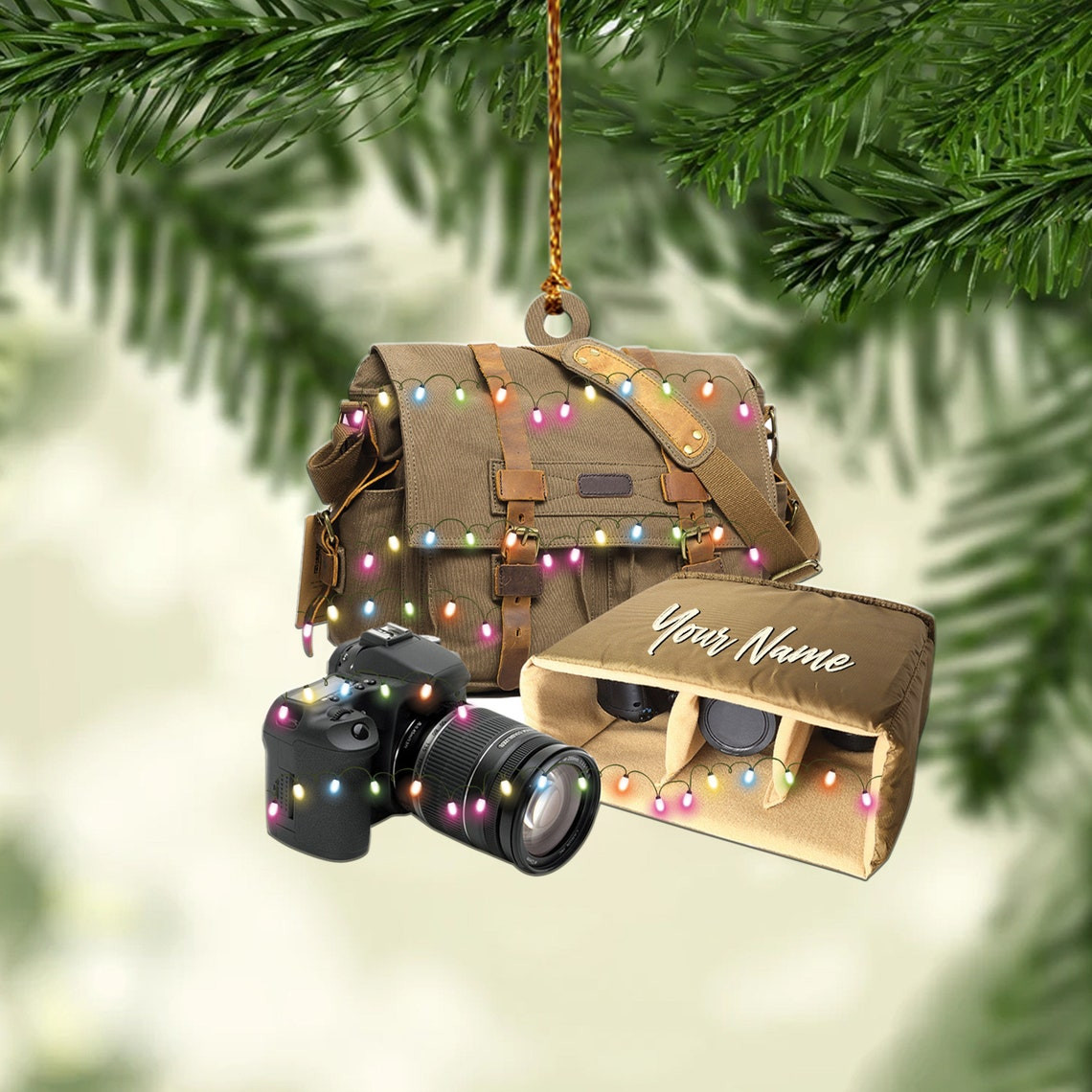 Personalized Camera Bag Christmas Ornament Gift For photographer  love Camera tree hanging Ornament Decor Camera Xmas decor
