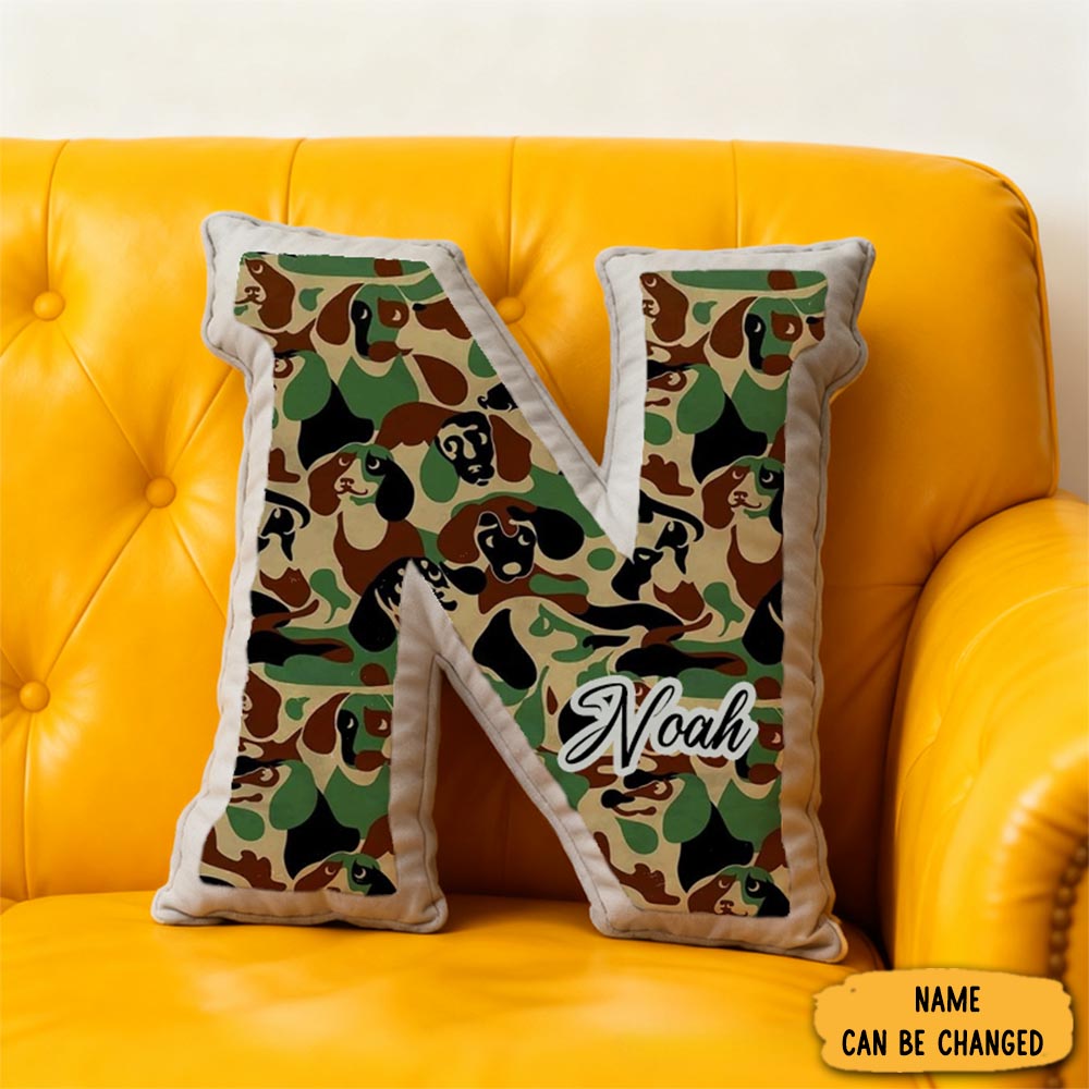 Personalized Camouflage Initial Pillow With K9 And Police Theme Custom Name Cushion For Law Enforcement Enthusiasts