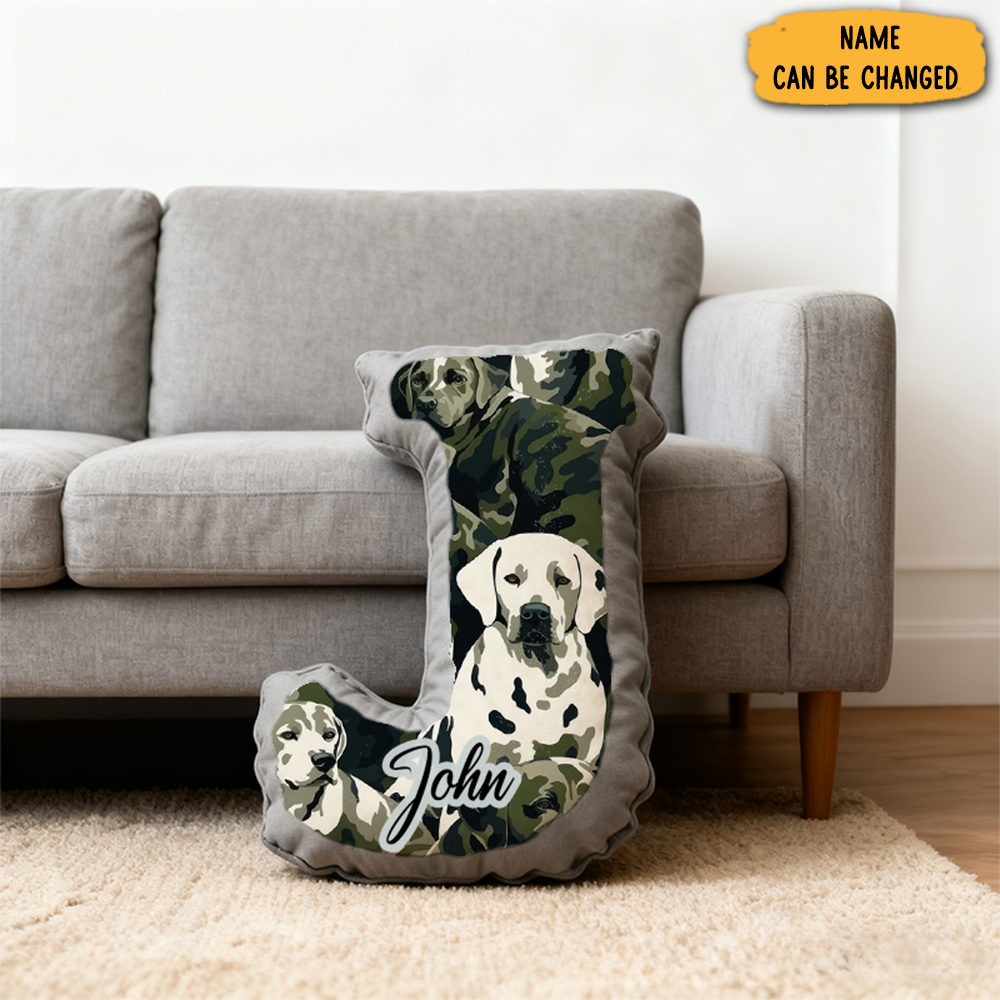 Personalized Camouflage Initial Pillow With K9 And Police Theme Custom Name Cushion For Law Enforcement Supporters-1