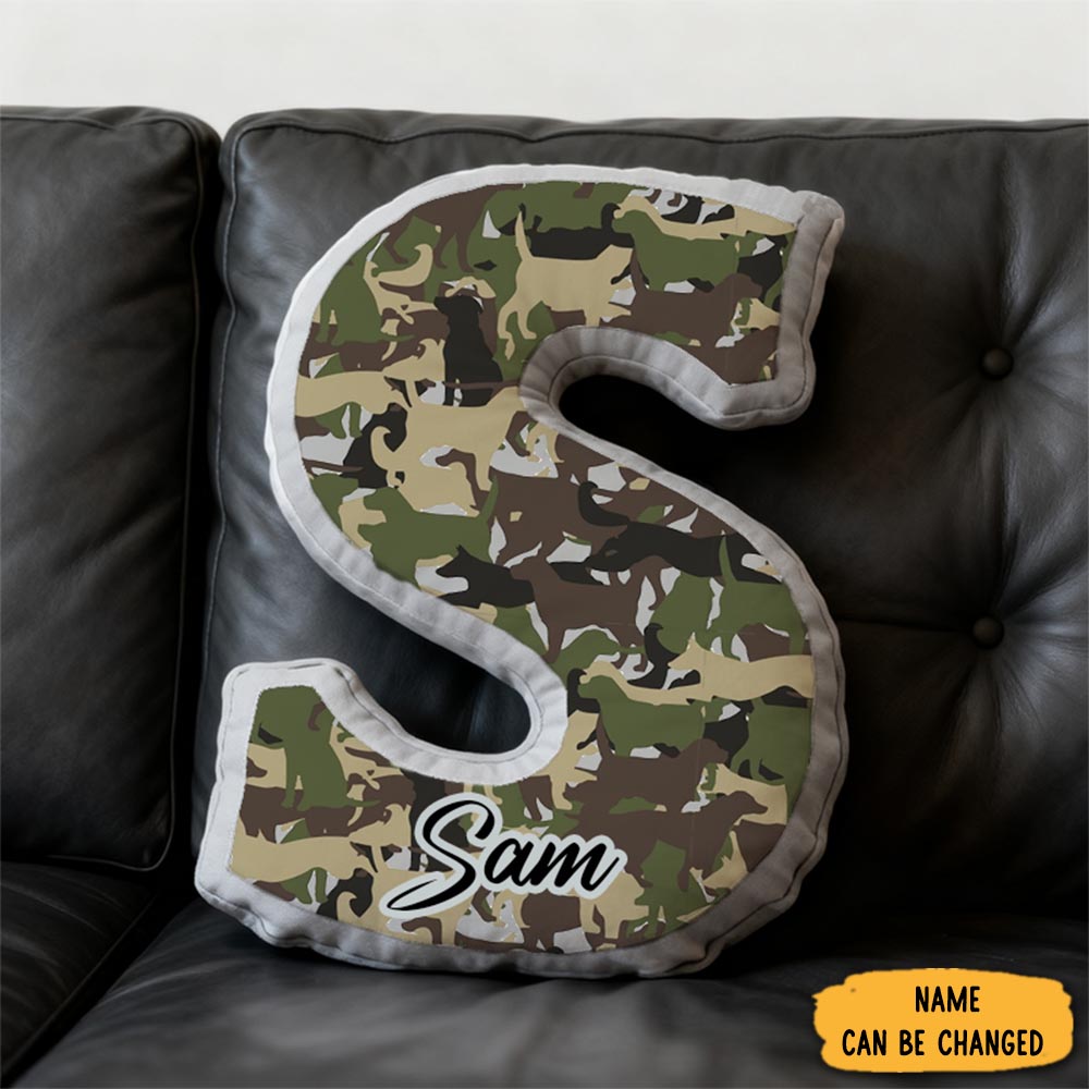 Personalized Camouflage Initial Pillow With K9 And Police Theme Custom Name Cushion For Law Enforcement Supporters