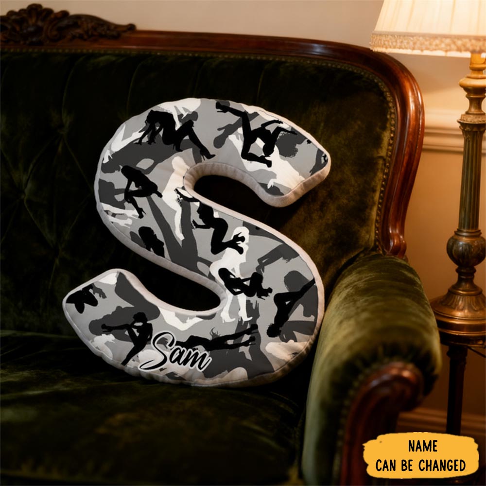 Personalized Camouflage Themed Initial Pillow With Custom Name Gift For Military And Police Supporters