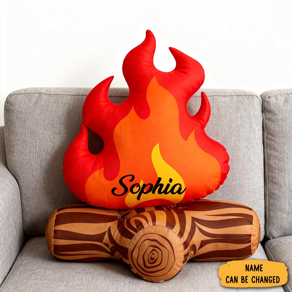 Personalized Campfire Bonfire Pillow Cushion Custom Camper Bonfire Outdoor Gift For Kid Outdoors Lovers