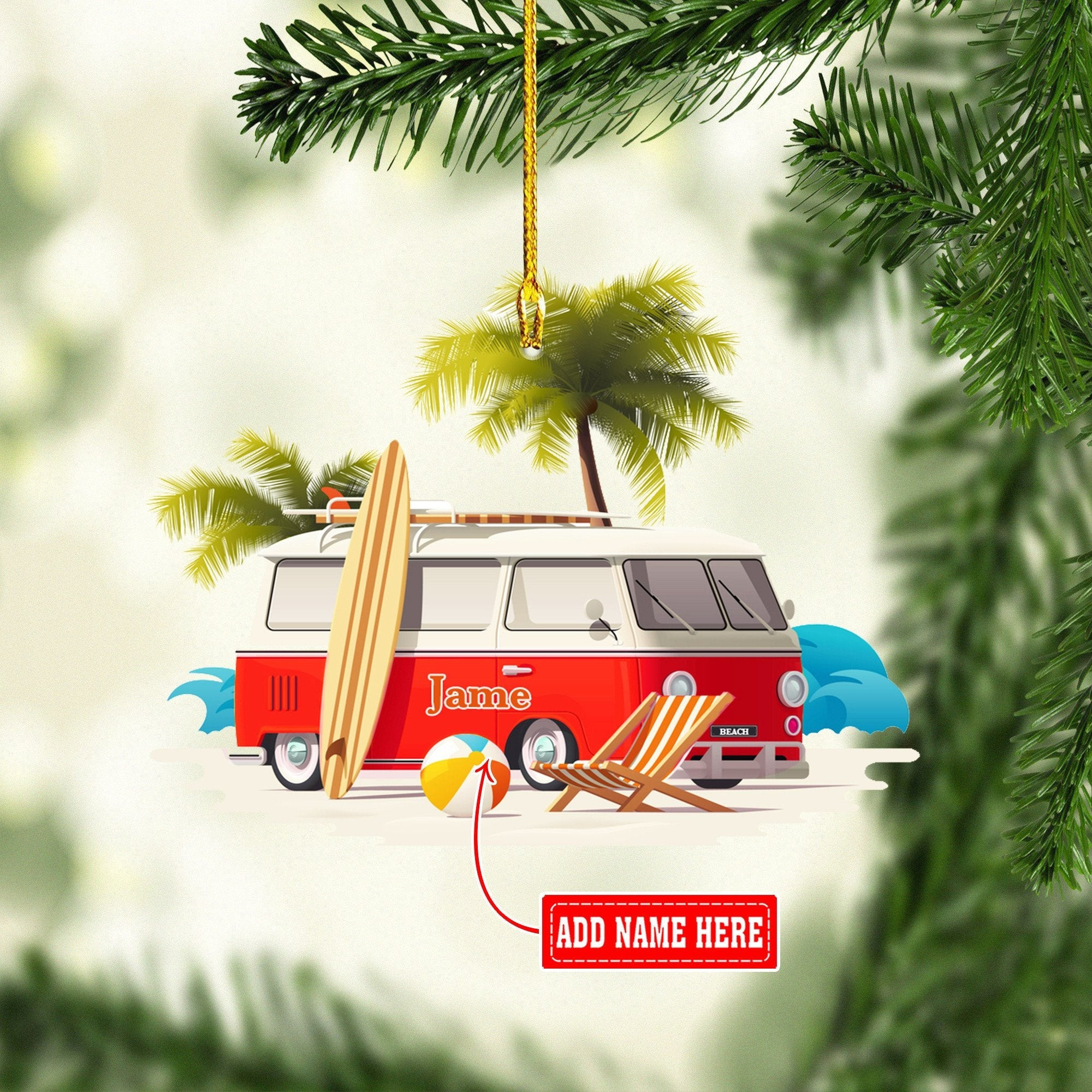 Personalized Camping Beach Multicolor Christmas Ornaments Gift for Camping Lover